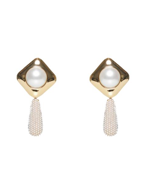 self-portrait Self Portrait Women Gold Pearl Crystal Bar Earrings