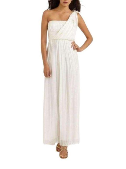Other Designers White One Shoulder Shadow Silk Dress