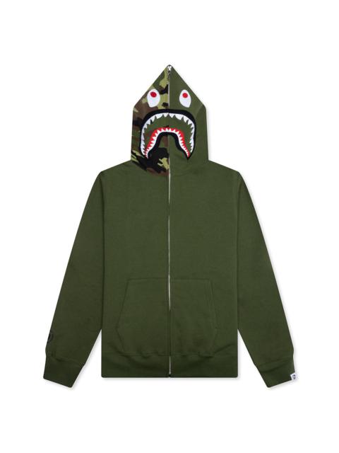 A BATHING APE® 1ST SHARK FULL ZIP HOODIE - OLIVE DRAB