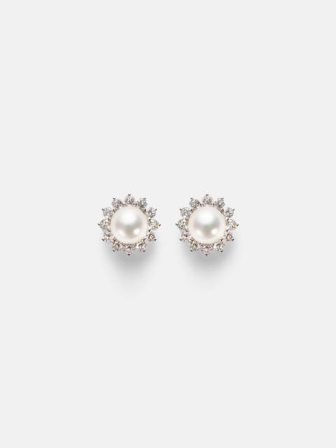 MIKIMOTO 18kt white gold earrings with diamonds and pearls