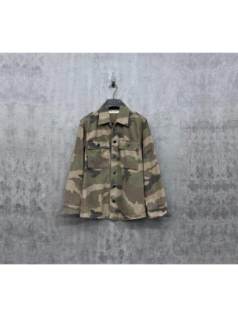 SAINT LAURENT Saint Laurent camouflage distressed work jacket