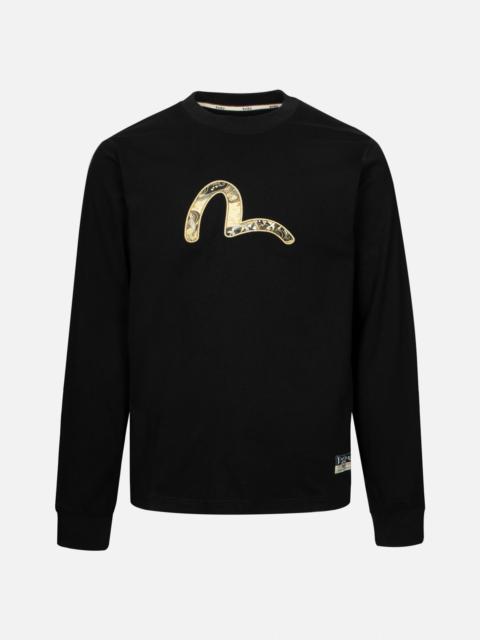 EVISU SEAGULL BROCADE APPLIQUÉ REGULAR FIT LONG-SLEEVE T-SHIRT