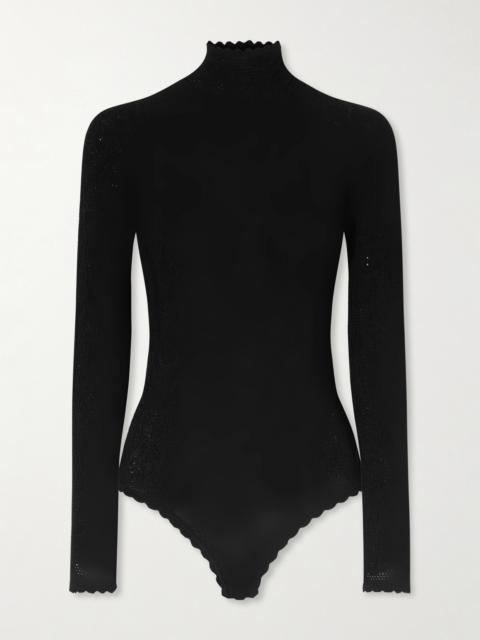 Givenchy Open-back Lace Turtleneck Bodysuit
