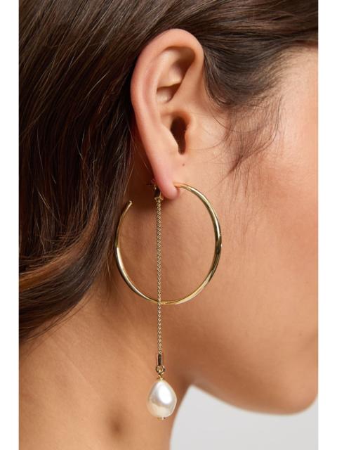 KAREN MILLEN Modern Pearl Hoop Earrings