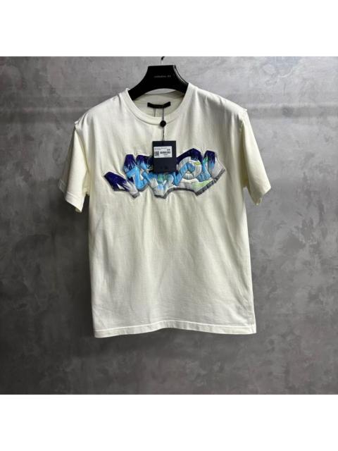 Louis Vuitton Louis Vuitton Solid White Short-Sleeve T-Shirt with Embroidered Letter Graffiti Pattern