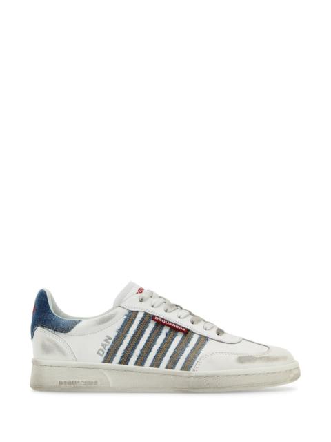 Dsquared Men White Leather Boxer Sneakers