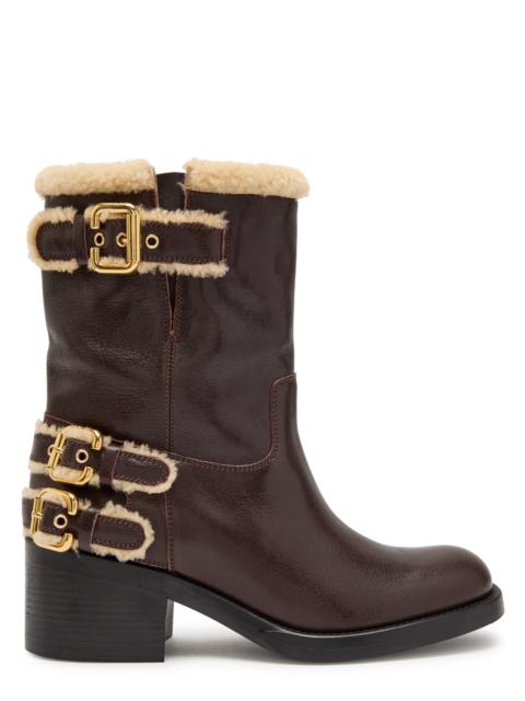 Chloé Chloe Dakota Leather and Shearling Mid-calf Boots