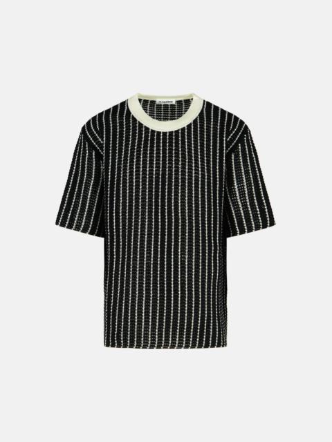 Jil Sander 'CROCHET' BLACK COTTON T-SHIRT