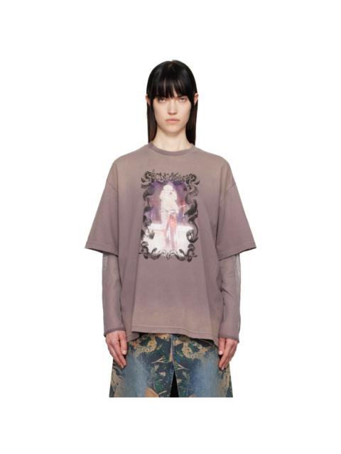 Acne Studios Purple Layered Print T-shirt