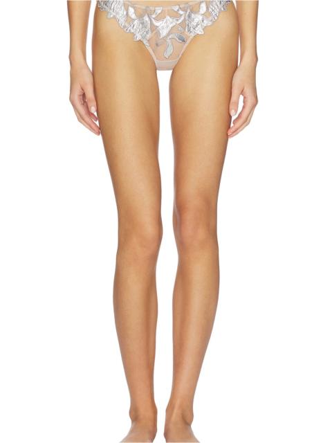 Fleur du Mal Foil Lily Embroidery Thong