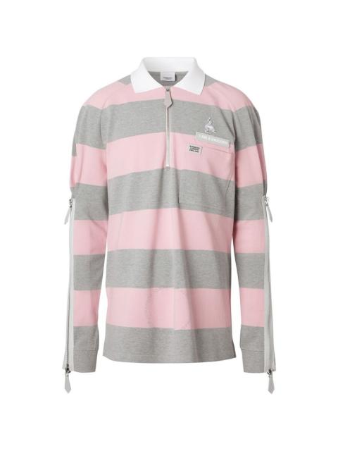 Burberry Burberry Men's Long-sleeved Zip Detail Striped Polo Shirt