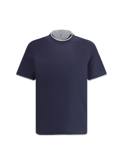 Brunello Cucinelli Brunello Cucinelli Cotton T-shirt Cobalto+Grigio Medio
