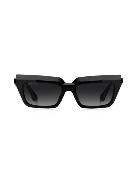 Etro Etro 55mm Rectangular Sunglasses in Black/Dark Grey Sf at Nordstrom
