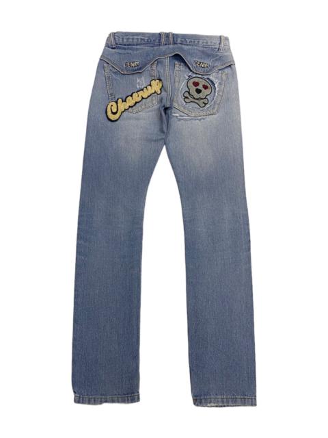 Other Designers SKULLS DENIM CHEER UP PATCHES PUNK DENIM JEANS