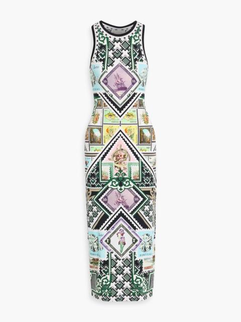 CAMILLA Studded printed cotton-blend jersey midi dress