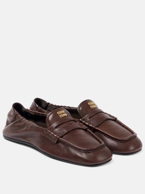 Logo leather penny loafers