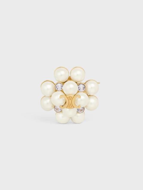CELINE Les Perles Celine Brooch in Strass, Resin Pearls, Brass with Gold Finish and Steel