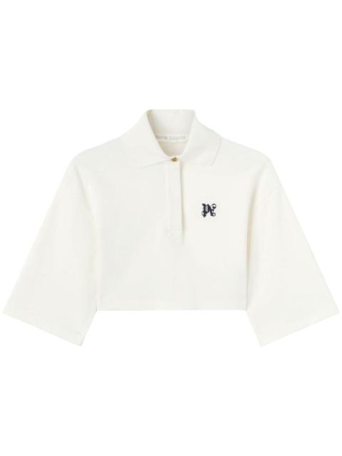 PALM ANGELS PA MONOGRAM CROPPED POLO TOP