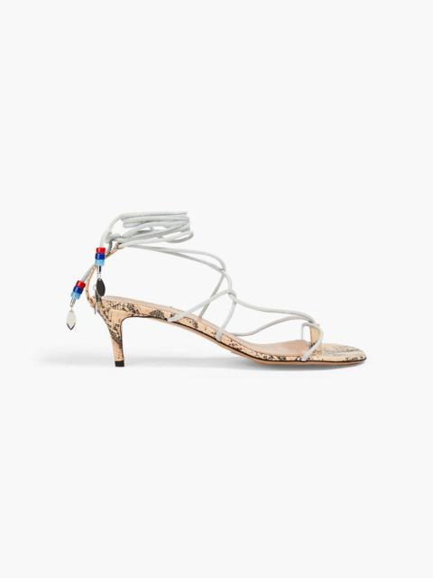 Isabel Marant Embellished suede and snake-effect leather sandals