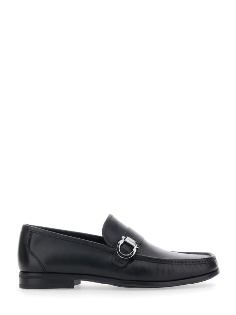 FERRAGAMO Ferragamo Men 'Caspian' Black Loafers With Gancino Plaque On The Side In Leather Man