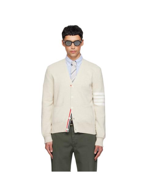 Thom Browne Beige Cotton Crepe 4-Bar Milano Stitch Cardigan