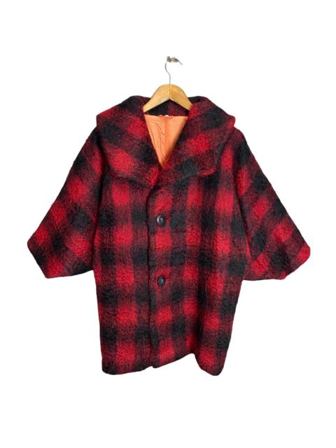 Other Designers Vintage 70s mohair shawl collar plaid button down