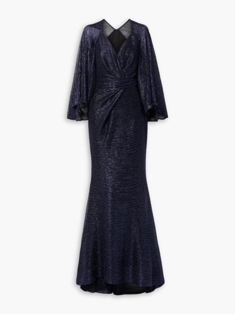 Other Designers Wrap-effect metallic voile gown