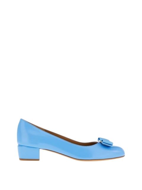 FERRAGAMO Ferragamo Vara 22 Womens Nigella Bow Detailed Blue Heels