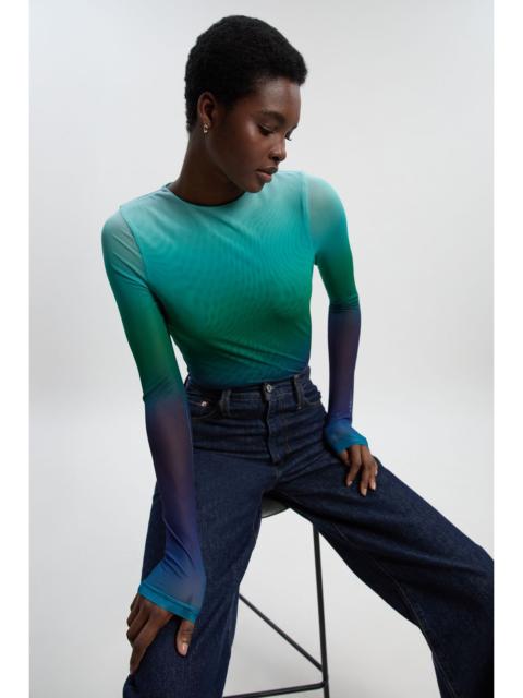 KAREN MILLEN Long Sleeve Ombre Mesh Bodysuit