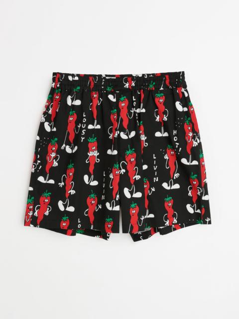 JUNYA WATANABE MAN X LOUSY LIVIN PRINTED BOXER SHORTS BLACK / YELLOW