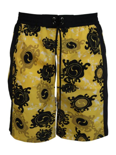 Dsquared² - Dsquared² Yellow Black Printed Men Beachwear Shorts Swimwear