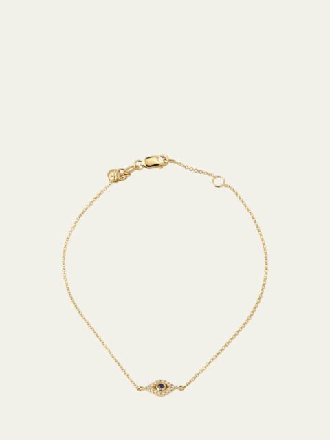 SYDNEY EVAN 14K Yellow Gold and Diamond Small Bezel Evil Eye Bracelet