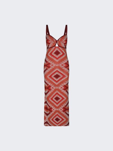Johanna Ortiz Vintage Affair Midi Dress Salmon