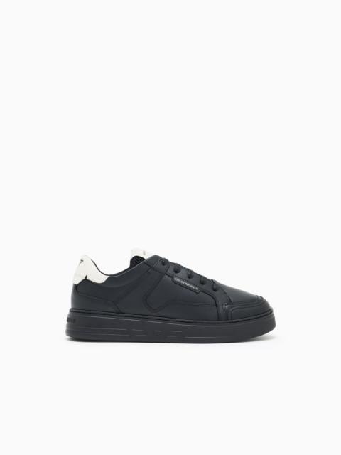 EMPORIO ARMANI Hammered-leather sneakers