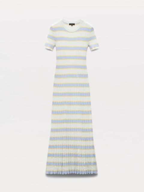rag & bone Eloise Striped Rib-Knit Pleated Midi Dress