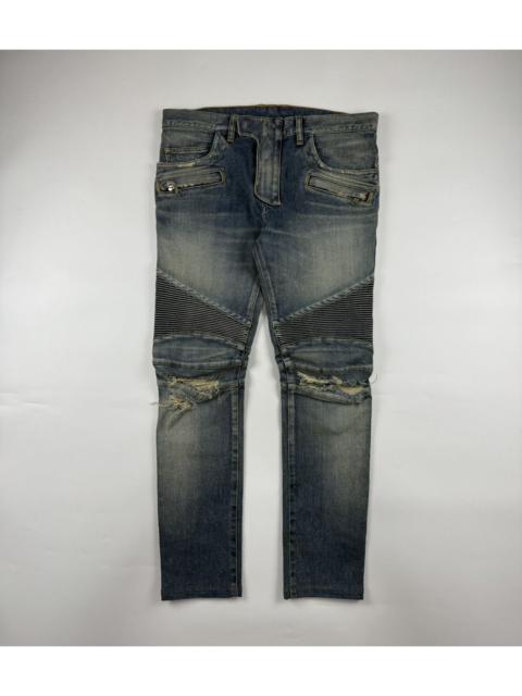 Balmain Balmain Distressed Biker Denim