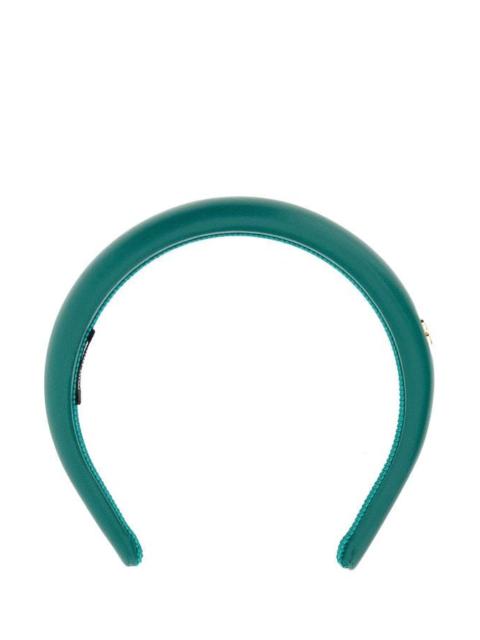 Miu Miu Woman Emerald Green Leather Headband