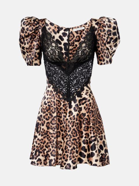 RODARTE Leopard-print silk satin minidress