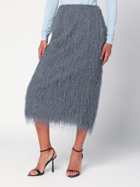 Dries Van Noten Dark grey midi skirt with fringes