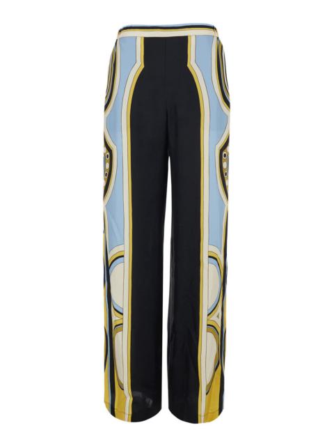 La DoubleJ La Doublej Women 'Club' Multicolor Pants With Elasticated Waist And All-Over Geometric Print In Silk