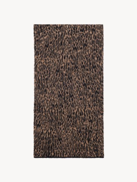 SAINT LAURENT LEOPARD SCARF IN KNIT