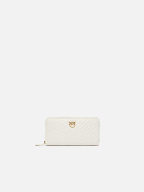 PINKO ZIP-AROUND WALLET IN CHEVRON-PATTERNED NAPPA LEATHER