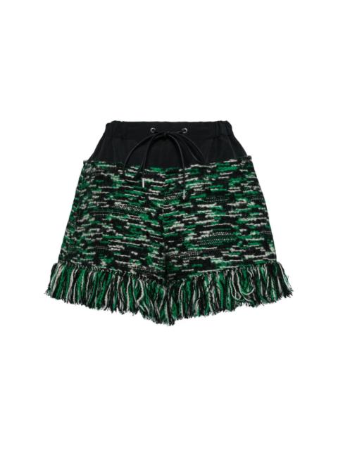 fringed-edge knitted shorts