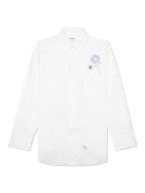 Thom Browne OVERSIZED L/S SHIRT W/ ALL OVER EMBROIDERY - WHITE