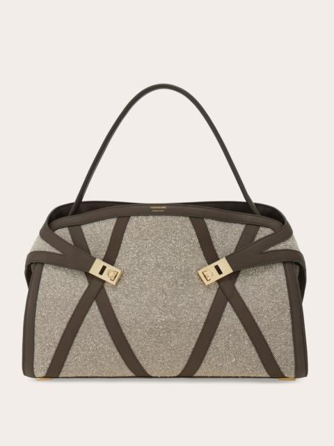 FERRAGAMO Hug soft shoulder bag  with leather trims (L)