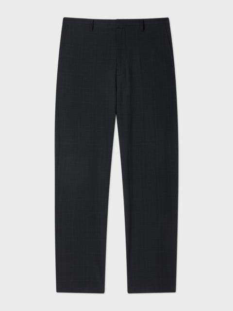 Paul Smith Navy Seersucker Check Elasticated-Waist Trousers