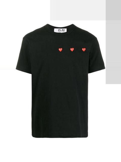 Comme des Garçons PLAY UNISEX 3 HEART SHORT SLEEVE T-SHIRT - BLACK
