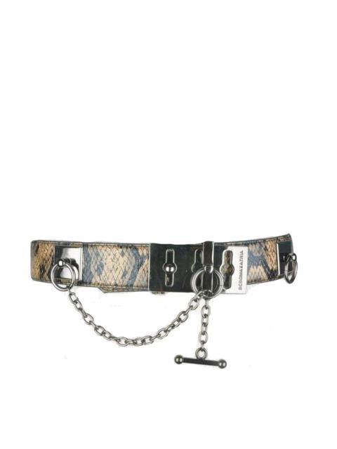 Other Designers Faux Snake Leather Metallic Chain Toggle Belt