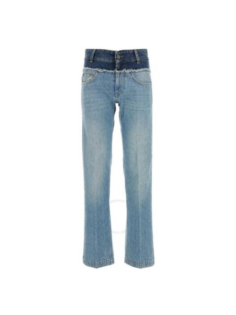 Stella McCartney Blue Panelled Straight-Leg Denim Jeans