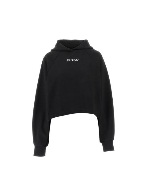 PINKO LOGO EMBROIDERY CROPPED HOODIE
